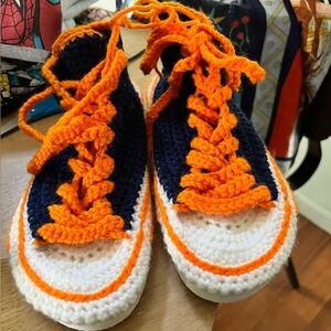 Crocheted converse like sneakers, size 9, soles are from Old Navy flip flops.